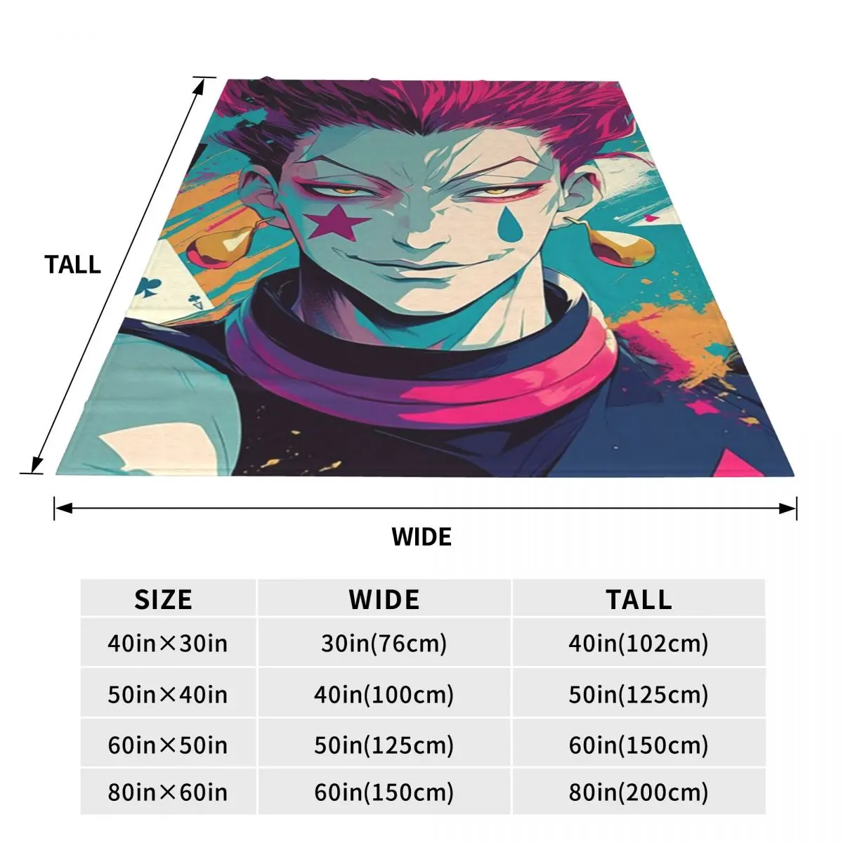 Anime Hisoka Hunter X Hunter Magical Joker Blanket Soft Warm Flannel Throw Blanket Bedding for Bed Travel Home Sofa