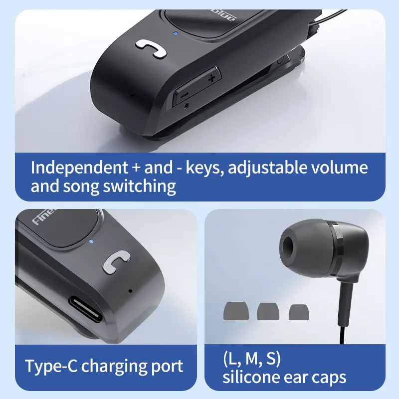 upgraded F920 Fineblue Bluetooth wireless clip headphone handsfree for driver ears with removable wire for phone samsung android