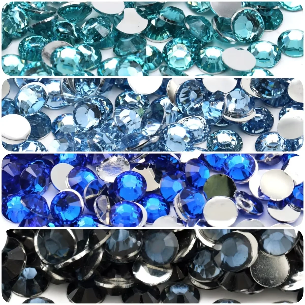 Resin Rhinestones Silver bottom Blue Series 2-6mm Non Hotfix Flatback Rhinestone For Nail Art Garment Decoration DIY