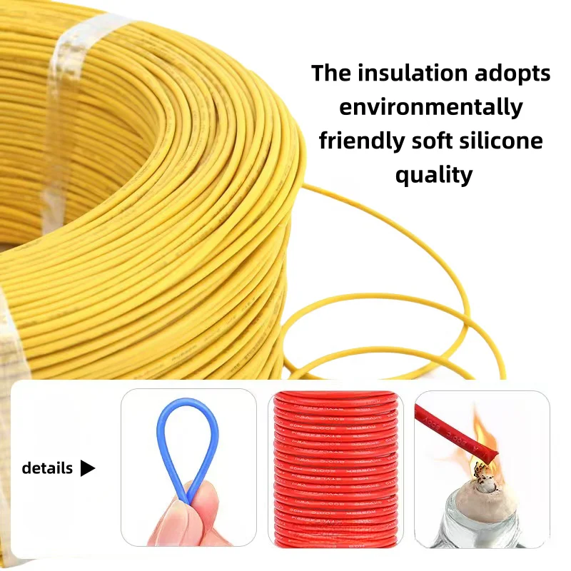 2M/5M UL3239 Silicone Wire Tinned Copper 10  14 16 18 20 22 24 26 28 30 AWG 3KV DIY LED Electronic Cable