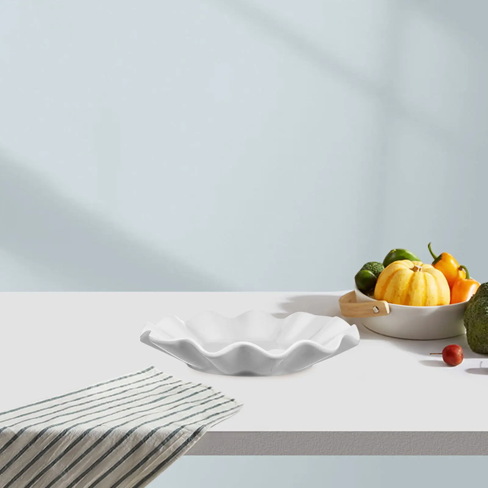 Lotus Leaf Shape Ceramic Fruit Bowl for Snacks Desserts Dried Fruits Home Decor Party Picnic Serving Tray Storage Dish Household