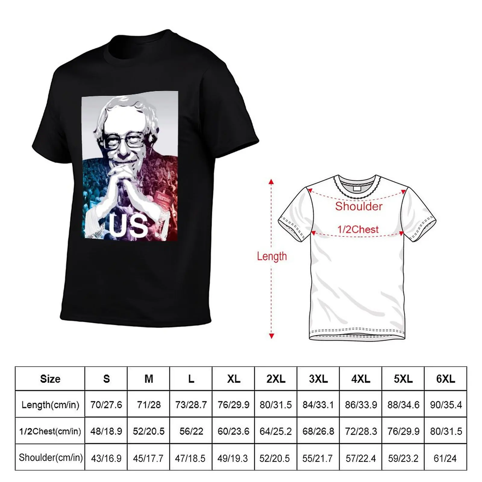 US - Bernie Sanders Art T-Shirt Work Short Sleeve Cotton Top