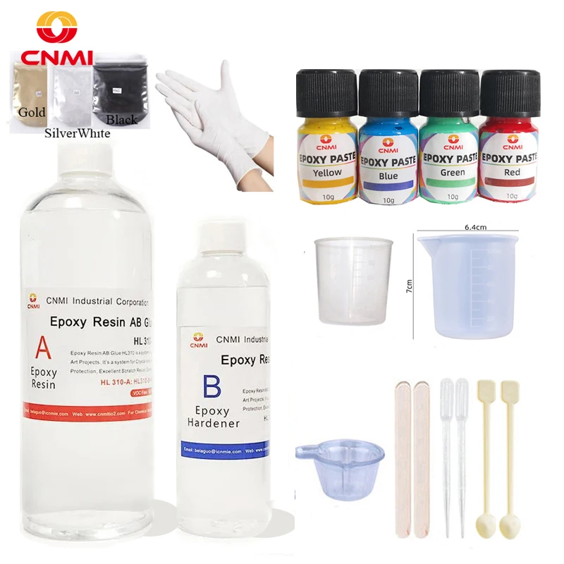 

CNMI 3:1 Crystal Clear Epoxy Resin Kit High Gloss & Bubbles Free for Coating and Casting Craft DIY Jewelry Making Resin Dye Tool