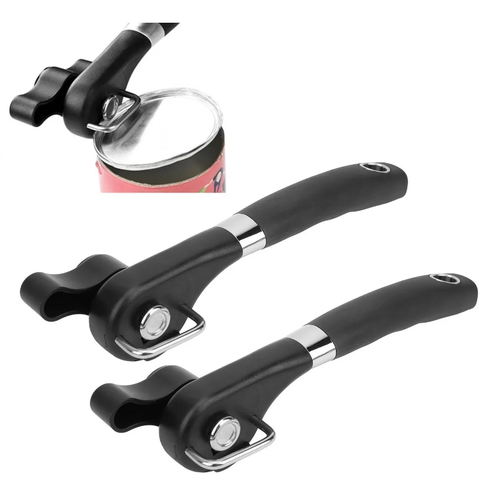 2pcs Food Grade Material Smooth Edge Can Opener Soft Ergonomic Grips No Sharp Edges Manual Handheld Can Opener Easy Turn Knob
