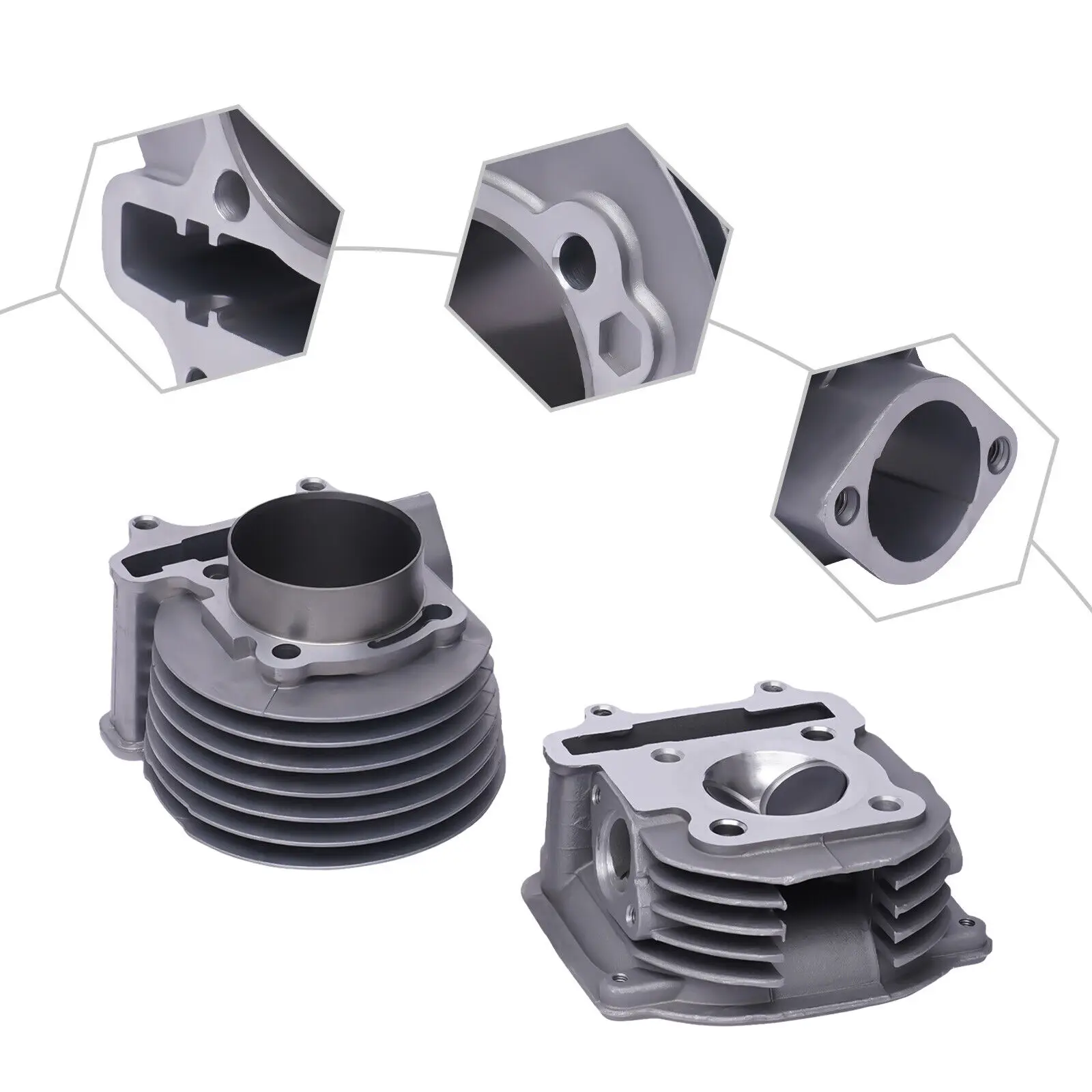 with Cylinder Head, Complete Overhaul Kit for Scooters & ATVs GY6 150cc 61mm Big Bore Engine Rebuild Kit