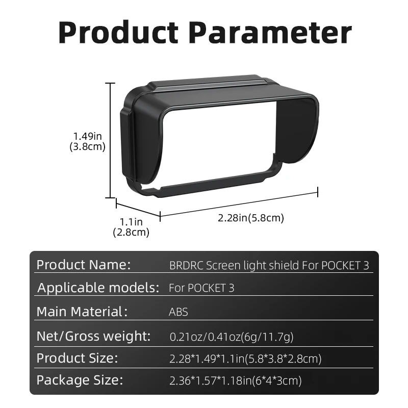 For DJI OSMO POCKET 3 Screen Hood Display Protective Cover Sunshade Lightproof Accessory