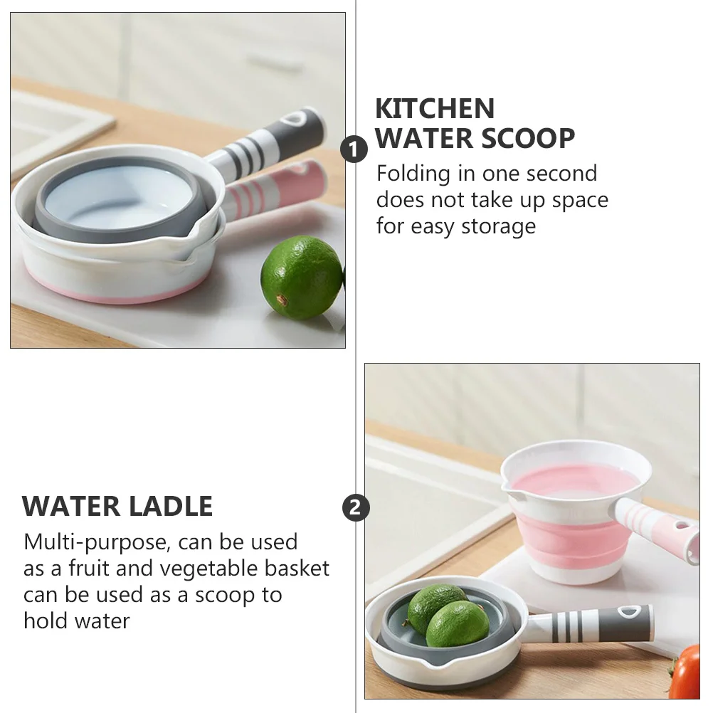 Water Ladle Scoop Bath Collapsible Cup Kitchen Dipper Spoon Hair Rinse Washing Shampoo Bathing Portable Folding Foldable Rinser