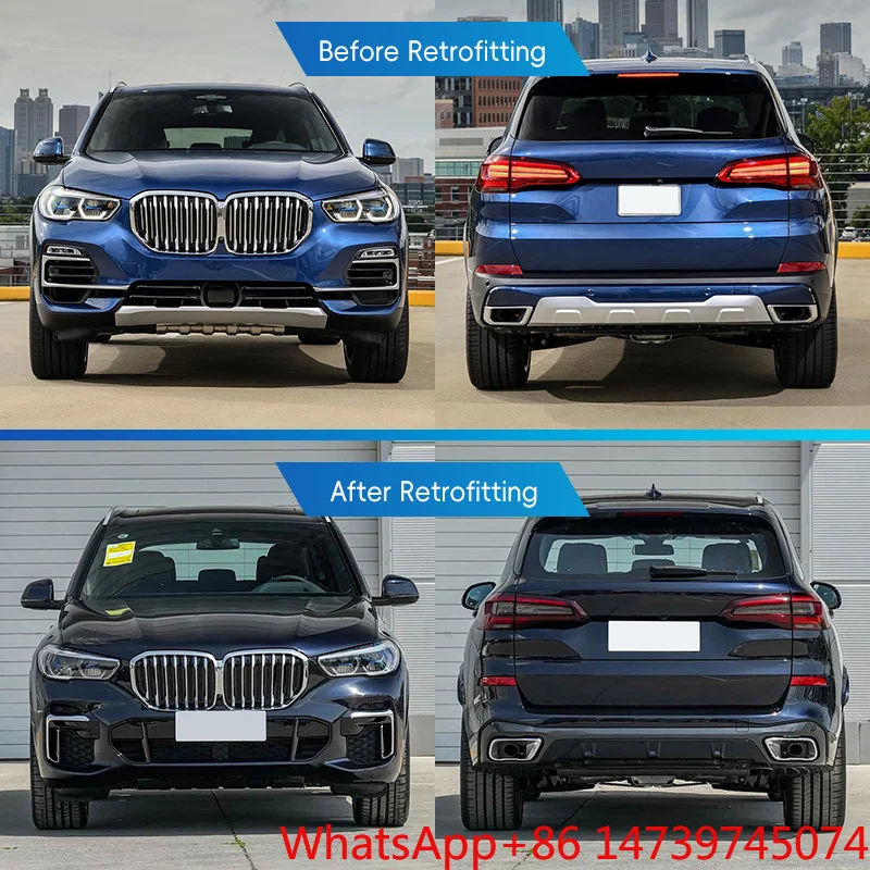 2019-2022 X5 G05 M-TECH Style Body Kit Front Rear Bumper Lip Side Skirt Wheel Arch With Fog LightCar Parts Body Kit