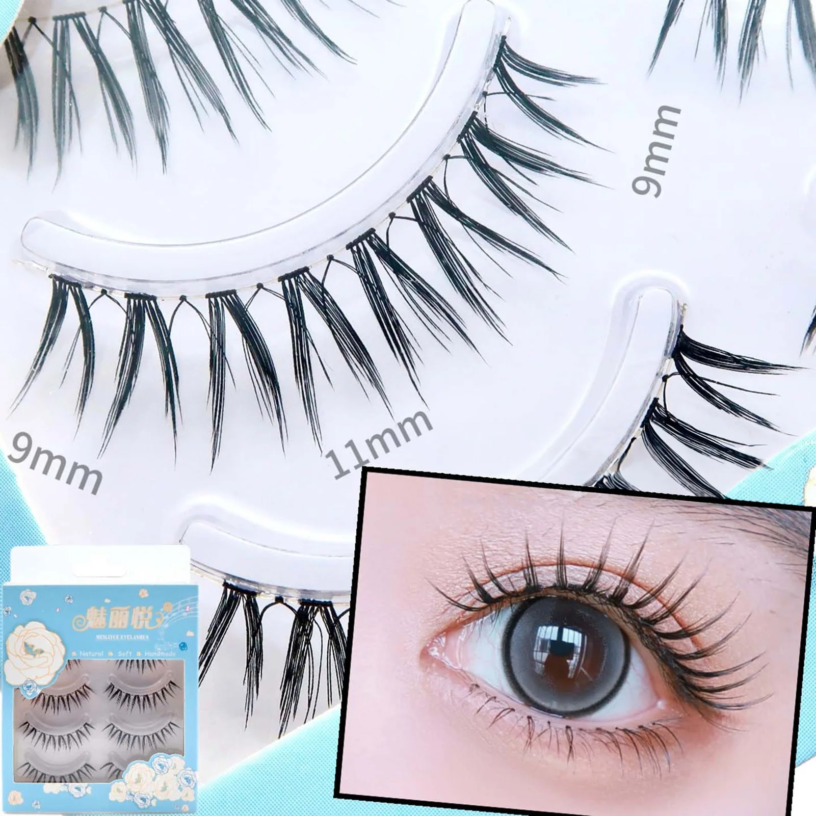 Strips False Eyelashes for Women Natural V Crisscross Manga Eye Effect Long Dense Cluster Lash Extension daily Makeup DIY Lash