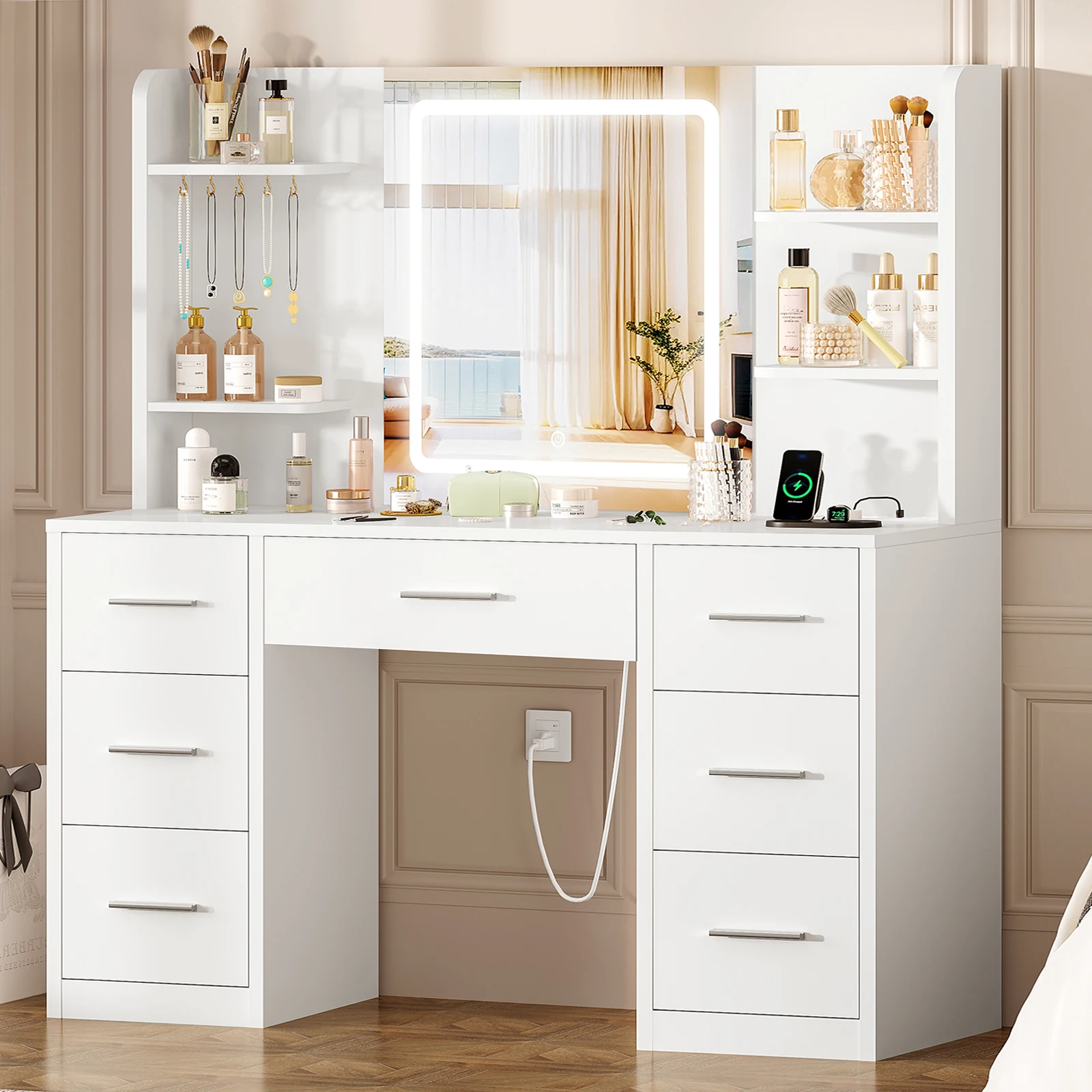 Home Outlet Bathroom Mirrors - LED 조명 거울과 전원 콘센트가 있는