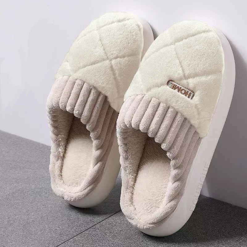 

Plush Thermal House Slippers for Men & Women, Soft Sole with Anti-Slip Bottom - Cozy Warm Indoor Outdoor Slides, Winter Comfort