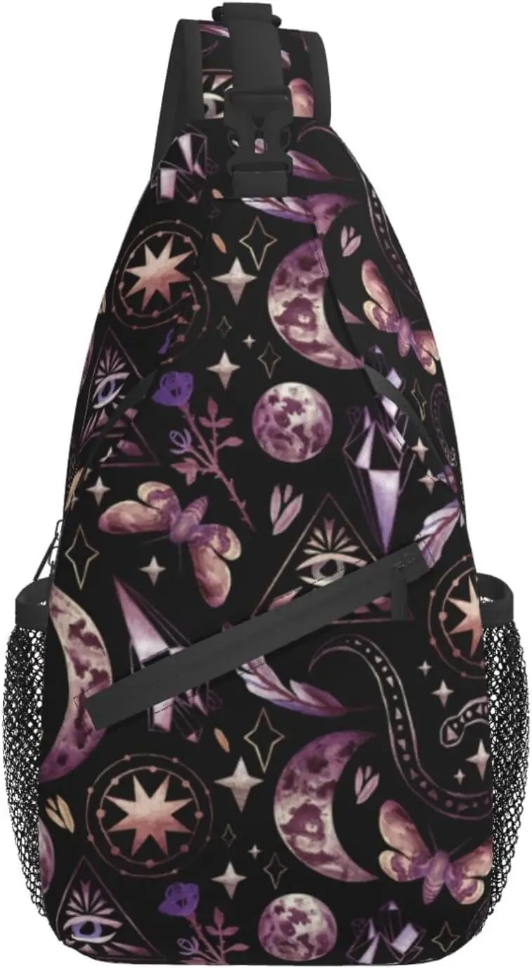 Sling Bag Tarot Moon Butterfly Magic Goth Hiking Daypack Crossbody Shoulder Backpack Travel Chest Pack for Men Women