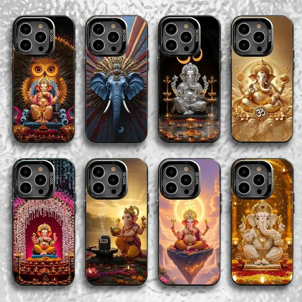 

Ganesh Elephant God Phone Case For iPhone 16,15,14,13,12,11,Pro,XS,Max,Plus,Mini,SE Black Candy Matte Shockproof Cover