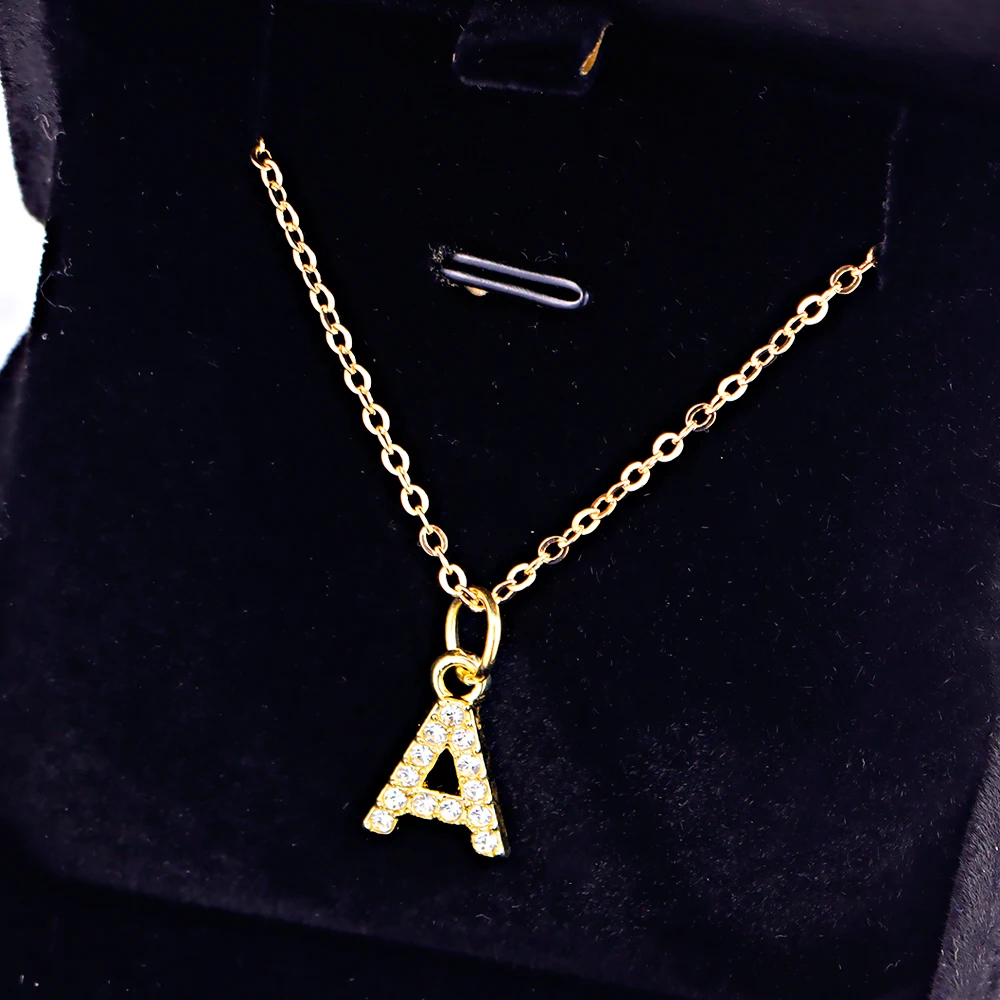 Kpop Shining A-Z Letter Pendant Charm Necklace 26 Initial Alphabet Name Golden Clavicle Chain Party Valentine\'s Day Jewelry Gift