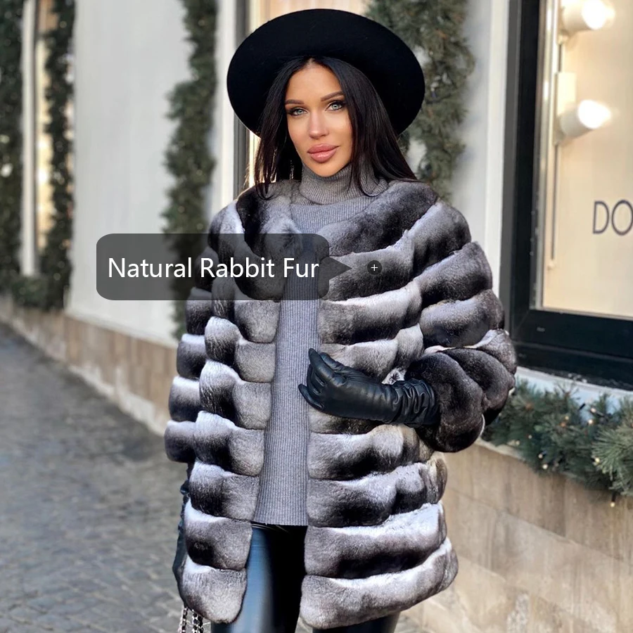 Winter Rex Rabbit Fur Coats Woman 2024 Warm Luxury Brand Women Coats Fashion Winter Warm Fur Jackets