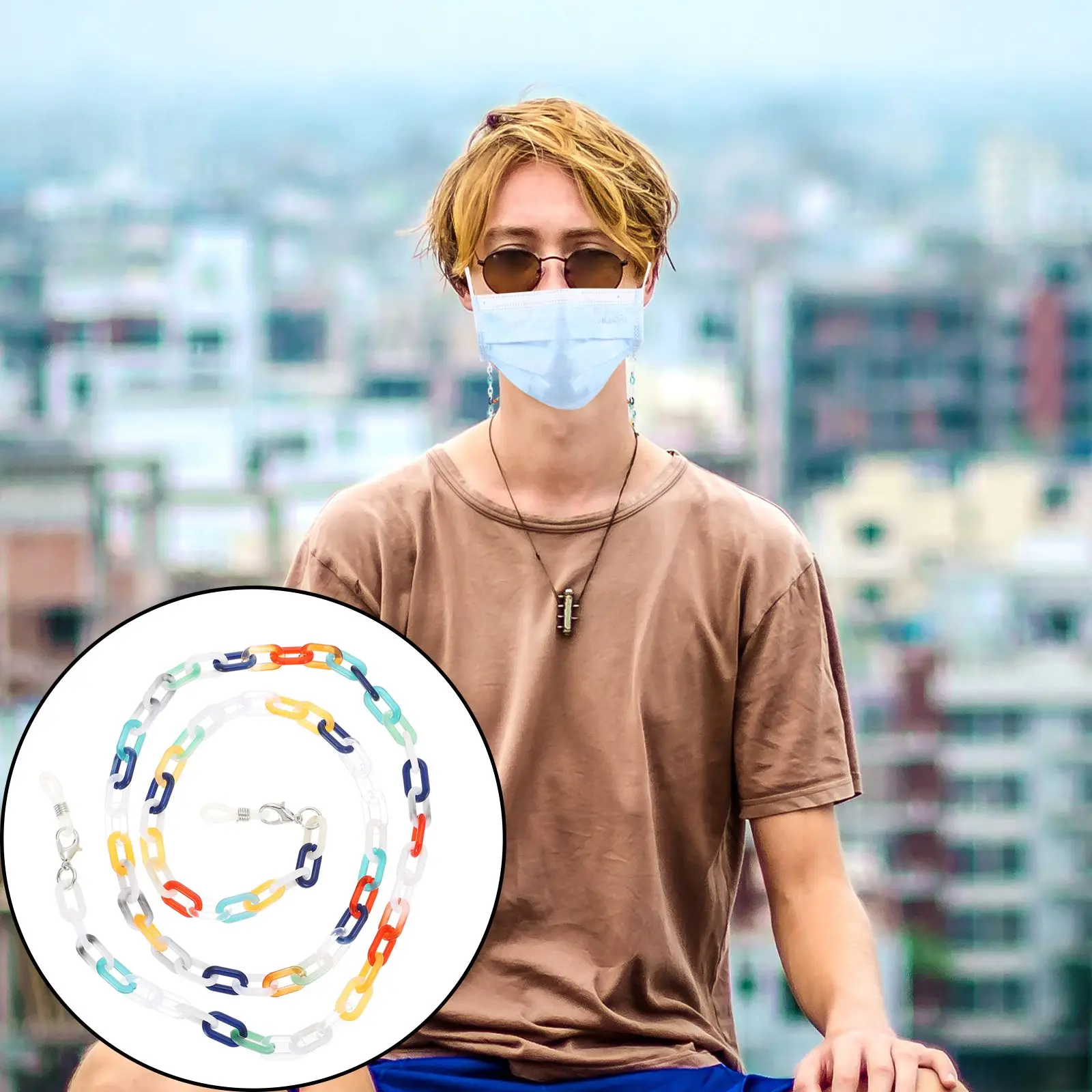 

4pcs Eyeglass Chain Acrylic Face Mask Cord Holders Colorful Hanging Non-slip Lanyard Clips Glasses Strap for Mask Eyewear