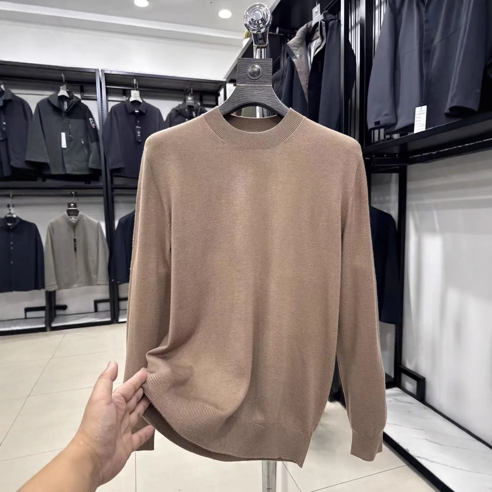 

Yajia Men's Knitted Sweater Wool Blend Silk Cotton Autumn Winter Casual round Ne Long Sve Faion Comfortable Breathable