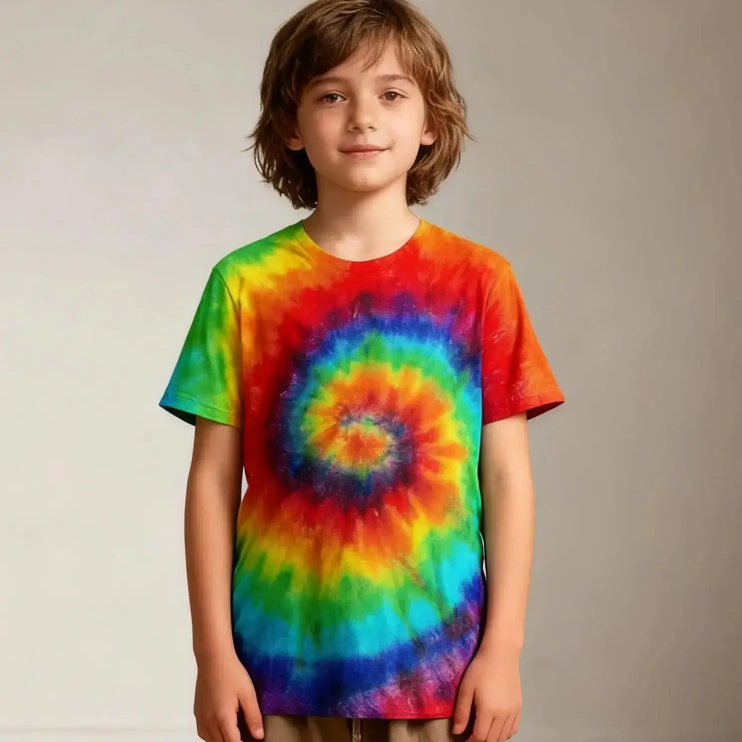 قوس قزح التعادل صبغ ثلاثية الأبعاد طباعة الاطفال ملابس تي شيرتات قصيرة الاكمام الصيف أعلى جولة الرقبة الكبار الرجال الأطفال التجفيف السريع تي شيرت