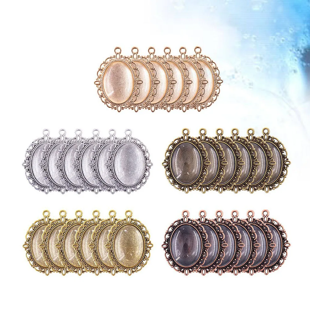 

60 Pcs Gem Pendant Accessories Bracelets Necklace Oval Pendants DIY Jewelry Dome