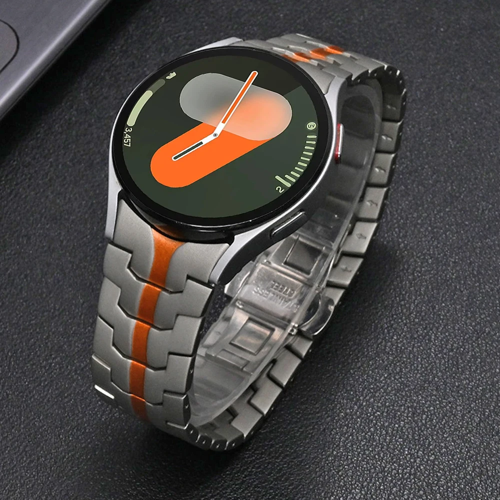 

Stainless Steel Band for Samsung Galaxy Watch 7/6/5 40 44mm 6 Classic 43mm 47mm Titanium Color Bracelet for 5Pro 45mm Link Strap