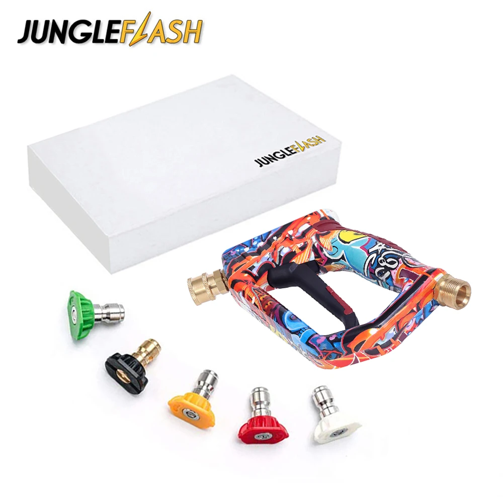 JUNGLEFLASH High Pressure Washer Water Gun With Nozzle Car Wash Kit Snow Foam Quick Connector for Karcher Nilfisk Parkside Bosch