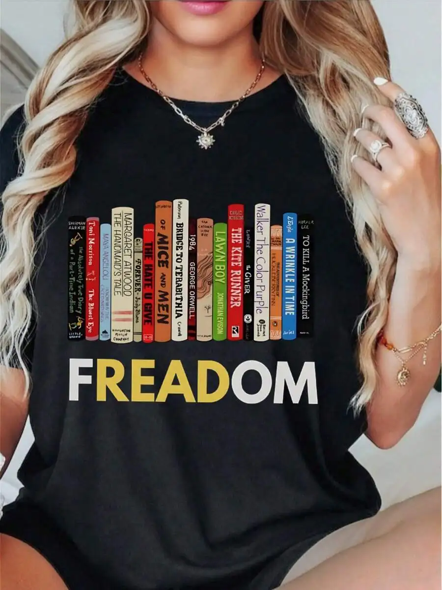 Banned Books Shirt, I'm With The Banned, Read Banned Books T-Shirt, Librarian Gift, Reading Shirts, Social Justice Shirts, Freadom Shirt view 3