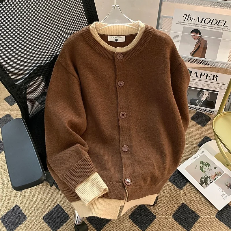 

Мужской осенне-зимний большой размер 250, искусственный двухсекционный открытый кардиган, свитер Jaet Sli, базовый слой, вязаный топ irt