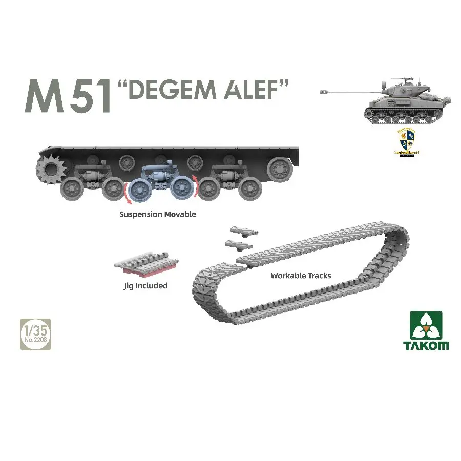TAKOM 2208 1/35 M51 "DEGEM ALEF" Kit de modelo de ensamblaje estático militar de tanque