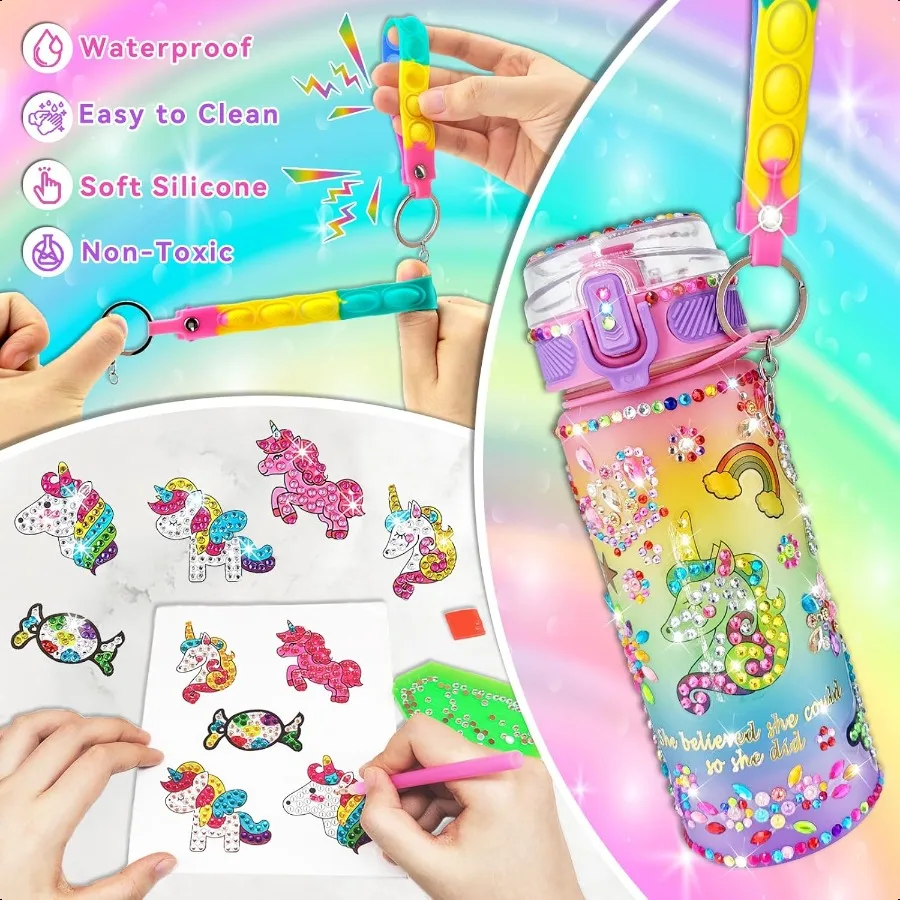 Decorar sus propios kits de botellas de agua para niñas de 46810 años, pintura artesanal, artes y manualidades divertidas, regalos, juguetes para niñas, cumpleaños, Chris