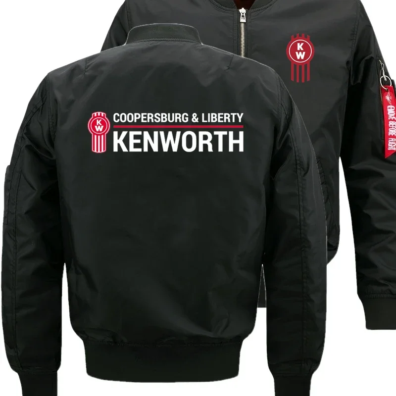 Selling New Kenworth Logo Print Custom Made Solid Color Cotton Warm Men Zipper Jacket Casual Flight Suit Jackets Man Sportswear