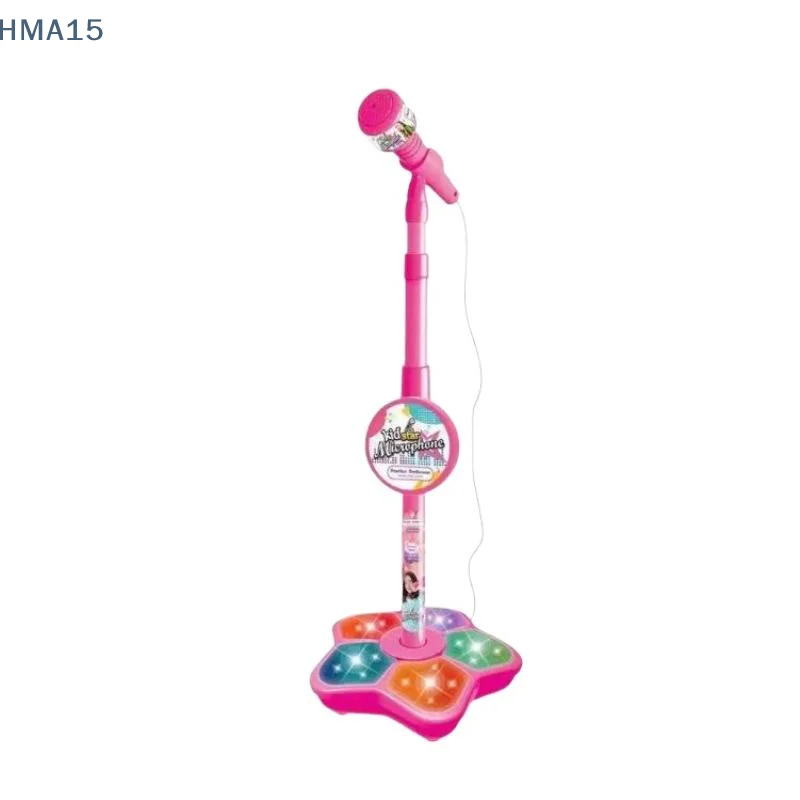【YA】Gold Toy Kids Cartoon-Musikmikrofon mit Ständer, kann mit MP3 verbunden werden, echte Echo-Sounds, Spielzeug, Geschenk