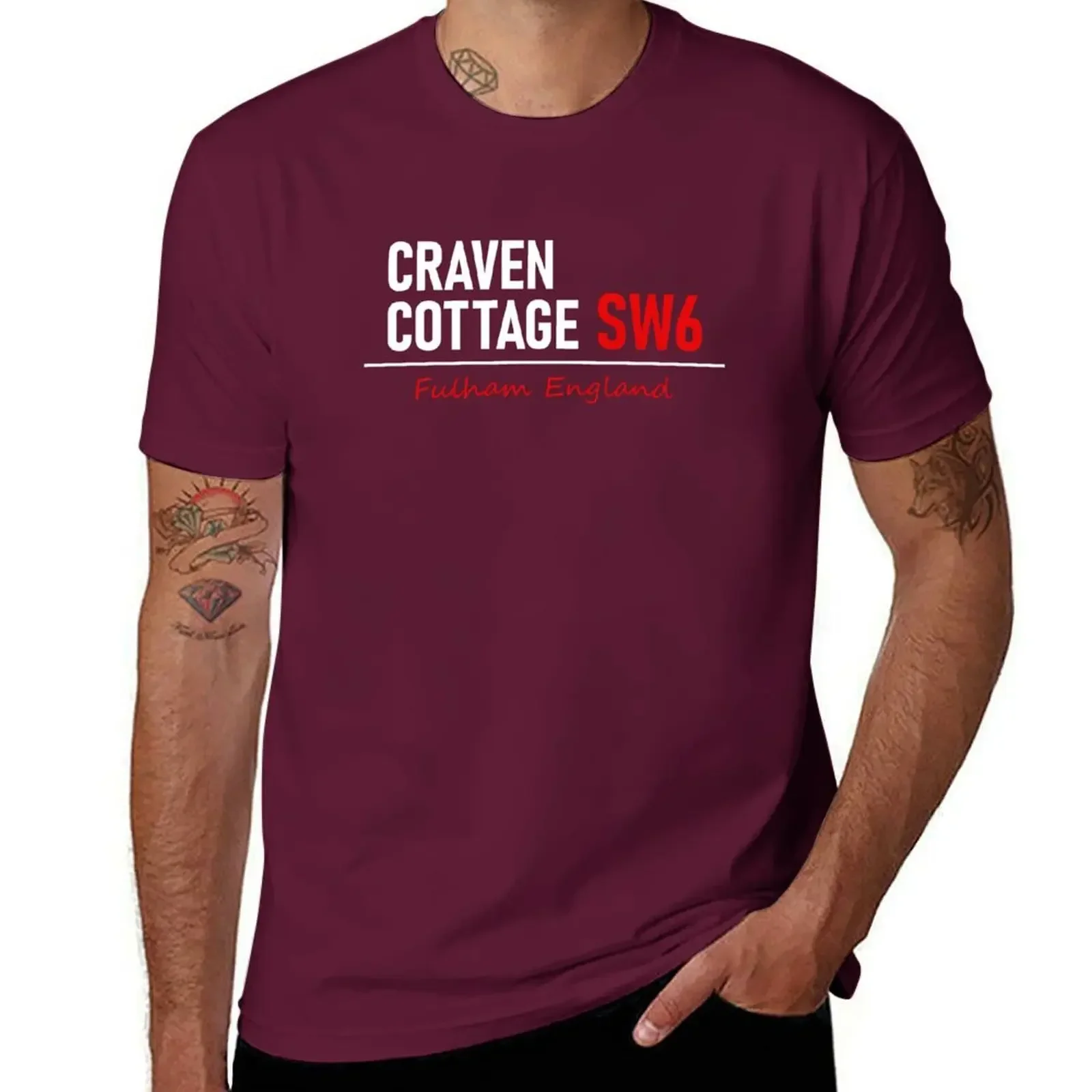 Craven Cottage Fulham T-Shirt boys animal print sports fans summer clothes customs Men's clothing heavyweight fashion Round Neck