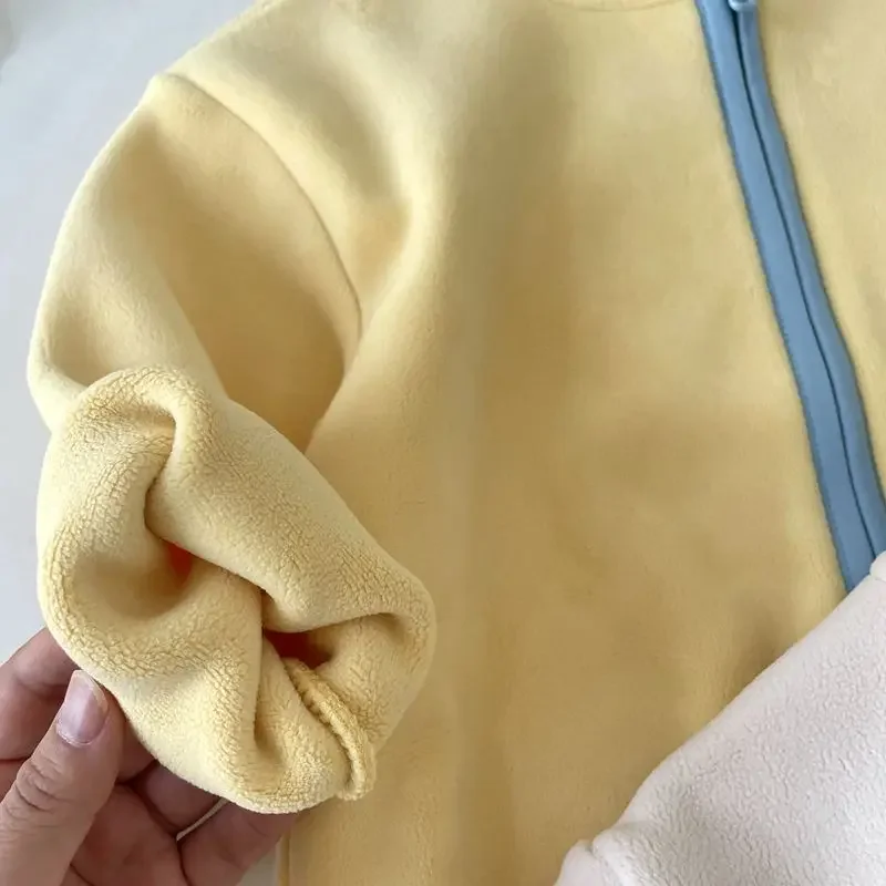 Neue Polarfleece-Strickjacke für Kinder, Jungen und Mädchen, Winterjacke für Kinder, warme Kapuzenjacke für Babys, einfarbige Mäntel, lässige Oberbekleidung für Kleinkinder. – Detail 13