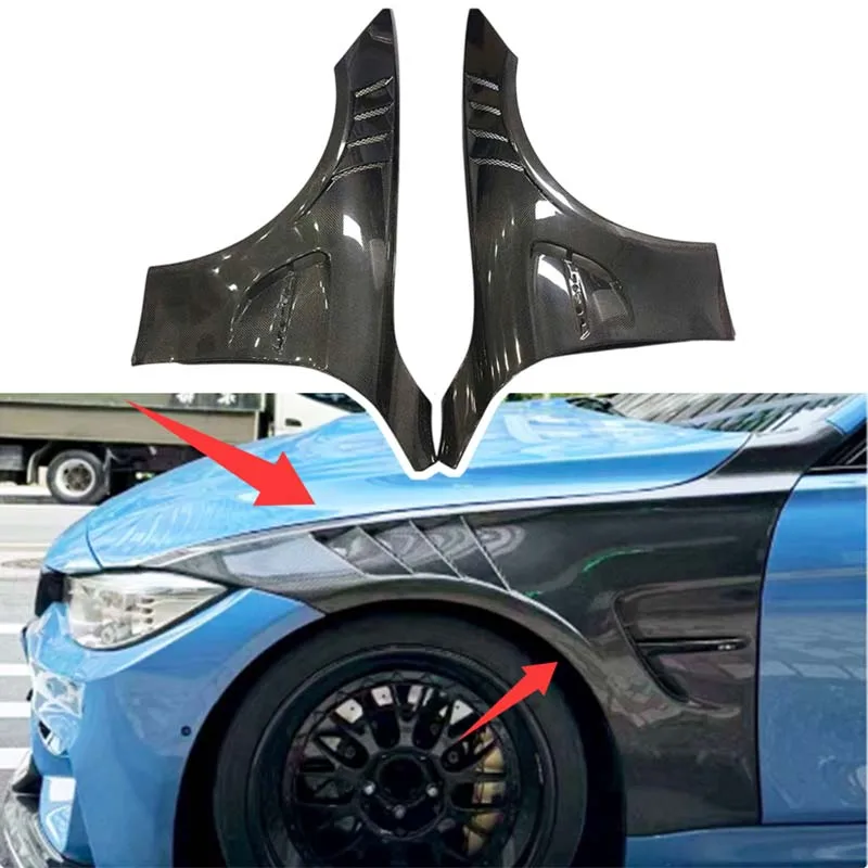 

Real Carbon Fiber Replace Front Vent Fenders Wings Cover for BMW M3 F80 2015-18 / M4 F82 15-20 Pair Gloss