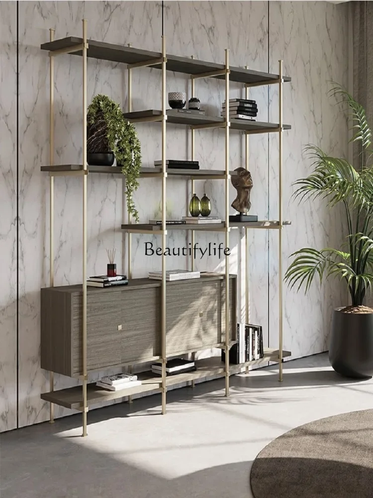 

yj39Light luxury stainless steel furniture bookshelf shelf floor-to-ceiling metal wine cabinet
