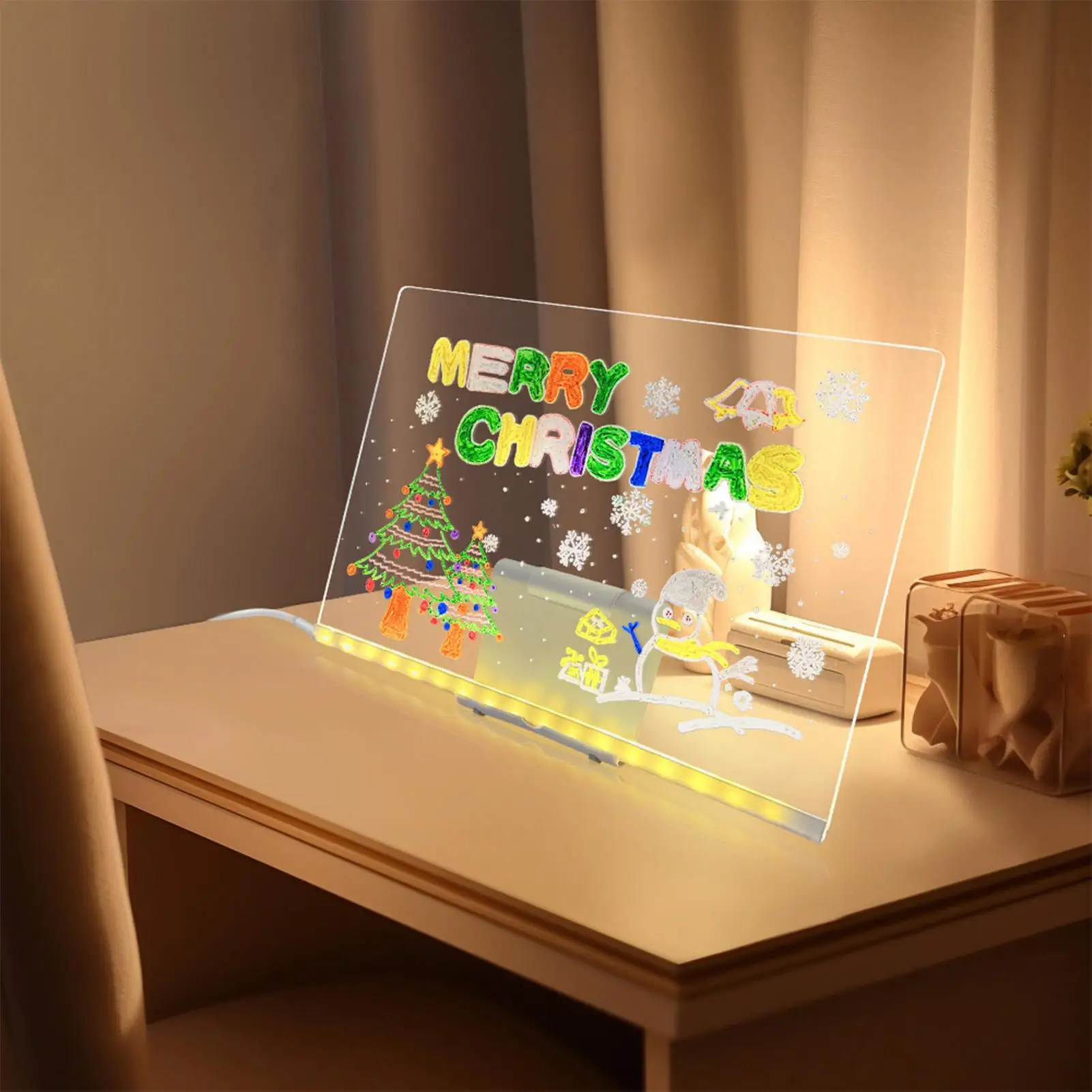 Drawing LED Board with Light, USB Powered Erasable 12 Color Message Note Board for Kids with Markers & Stand, Birthday Xmas Gift