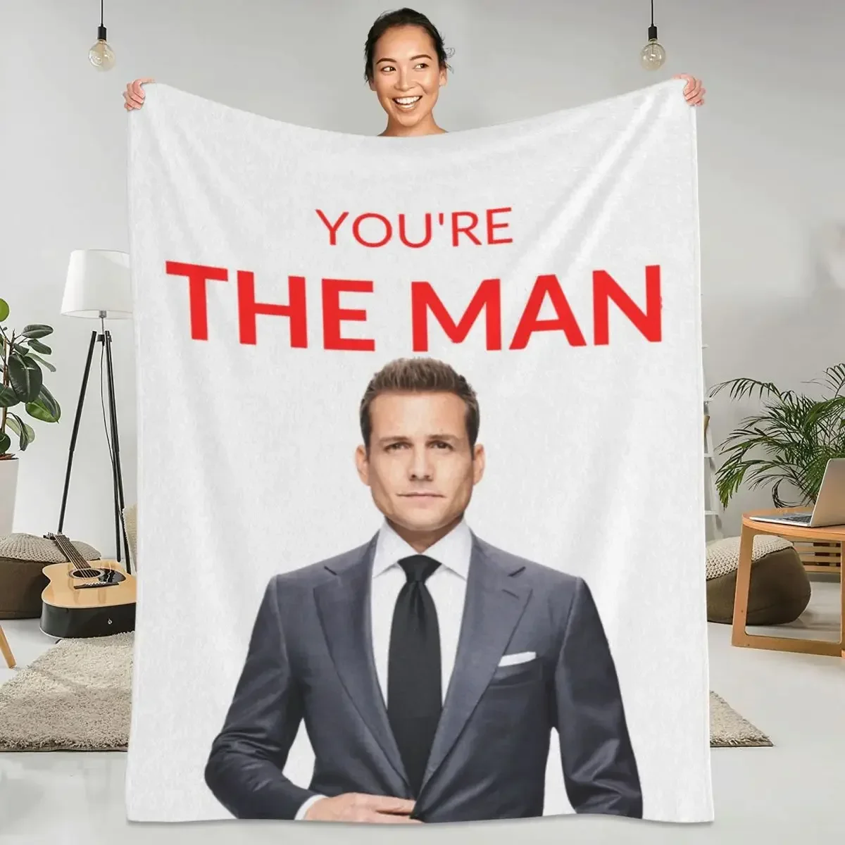 Suits Harvey Specter Flannel Blanket Quality Super Soft You're the Man Throw Blanket Spring Travel Couch Bed Aesthetic Bedspread