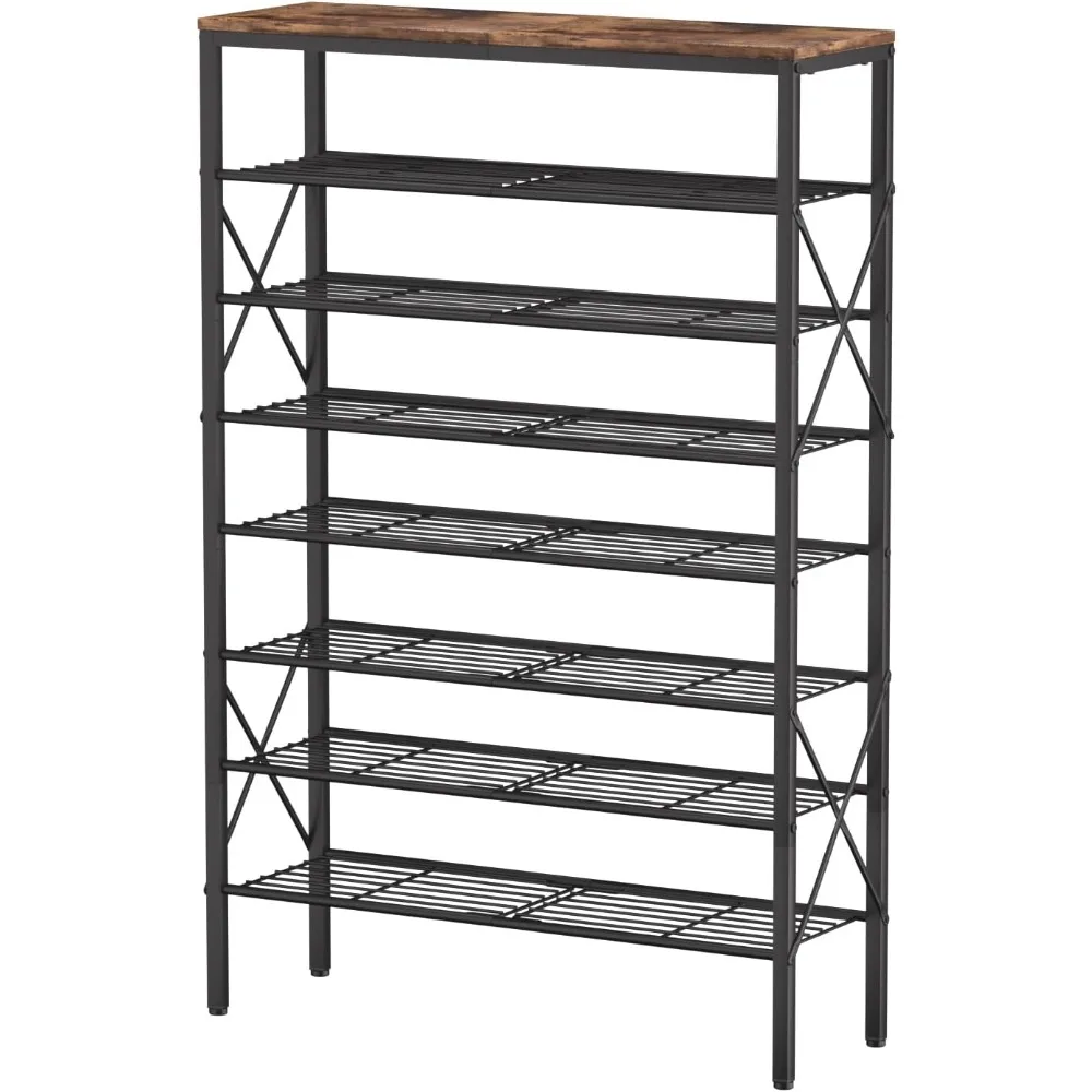 8 Level Shoe Storage, Large Capacity Shoe Storage Holds 32 Pairs of Shoes, Durable and Stable, Adjustable Metal Shelf Stackable