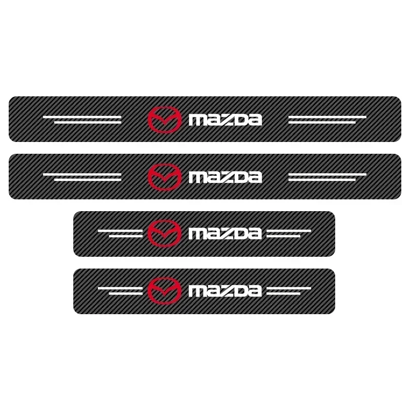 For Mazda 3 BK BL Axela 2 5 CX5 CX6 CX-4 Mazda GH GG CX-7 4Pcs Carbon Fiber Car Door Sill Protection 3D Sticker Car Accessories