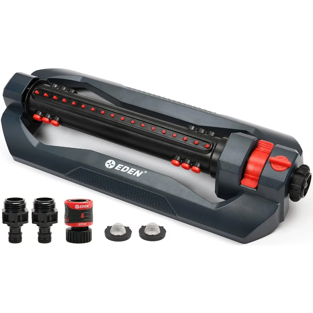 

96212 turbo oscillating sprinkler, covers up to 4,499 sq. ft., 18 precision nozzles, weighted base, flow and width controls, ad