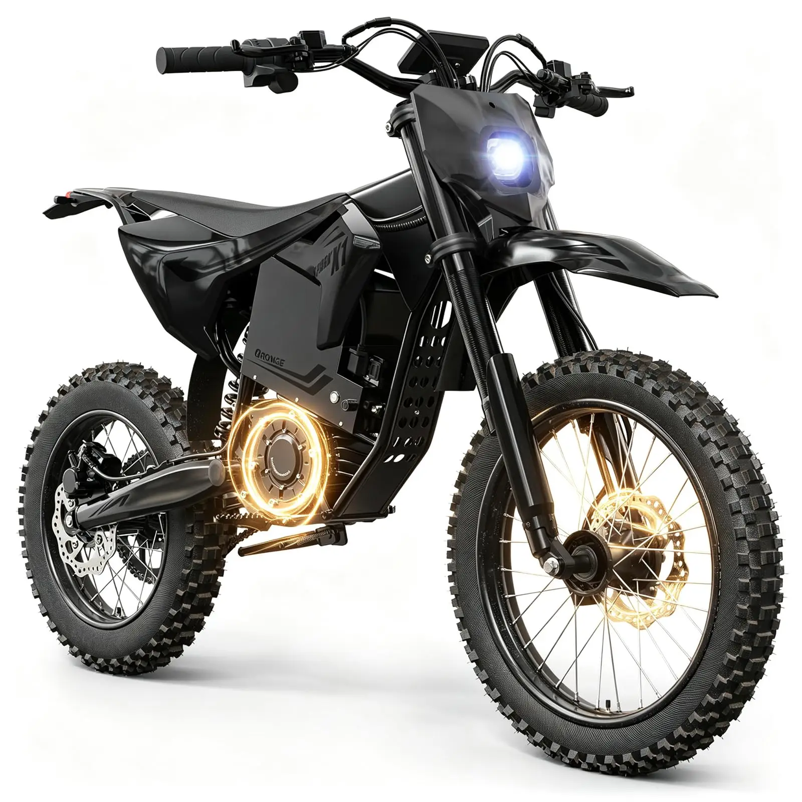 QRONGE X1 Spark L Electric Dirt Bike, 60V 28.8Ah Battery, 4500W Peak Mid-Drive Motor Electric Motorcycle, 17