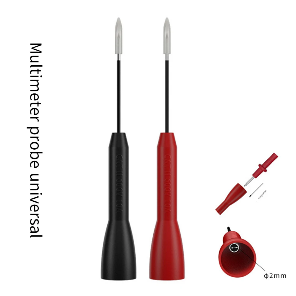

10pcs Multimeter Test Probe Back Probes 1mm Test Pin With 2mm Banana Socket 600V Test Probes Inspection Multimeter Test Leads