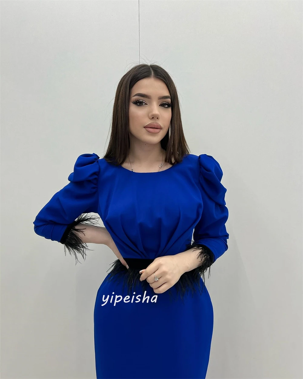 Prom Dress Yipeisha Modern Style Formal Evening O-Neck Ankle-Length A-line Pleat Satin Bespoke Occasion Dresses Saudi Arabia