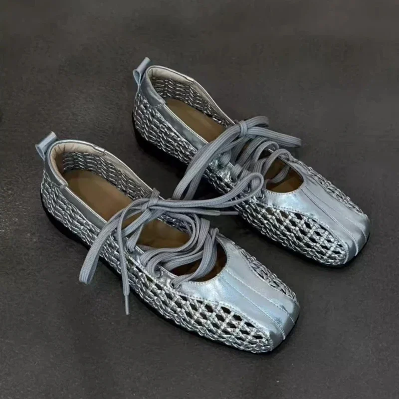 

Women Shoes Ballet Woven Sandals Commuting Summer Casual Shoes Woman Comfortable Soft-soled Mary Jane Flats Shoes for Women
