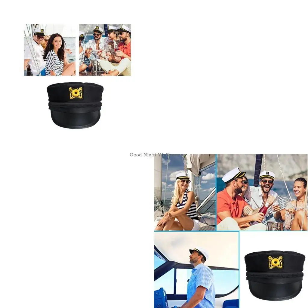 Captain Yacht Hat Snapbacks Gold Embroidery Anchors Skippers Cap for Party Sailor Captain Costume Hat Unisex