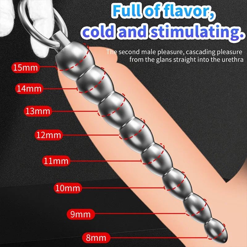 Stainless Steel Male Penis Plug Urethral Sound Dilator Metal Pull Beads Urethra Catheter Men Masturbator Urethral Plug Sex Toys