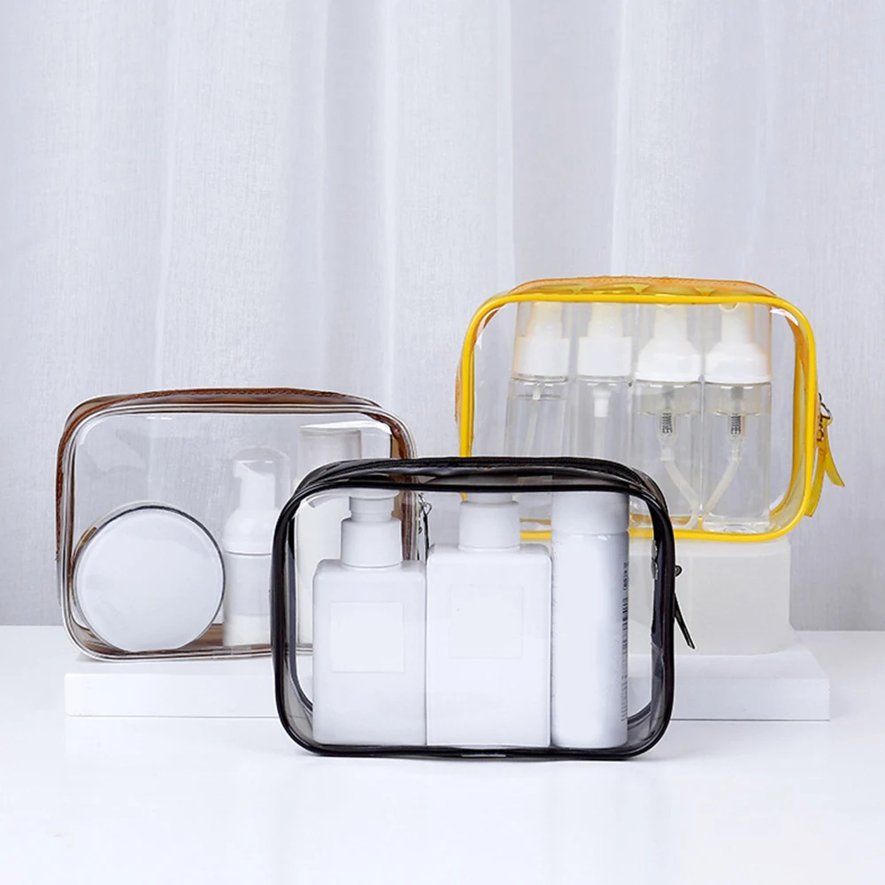 1Pcs Transparent PVC Toiletry Bags Waterproof Bathroom Storage Bag Travel Makeup Pouch Cosmetics Organizer Pouch Tote Bags