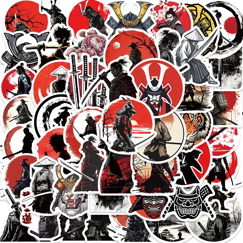 50pcs  Japanese Samurai Bushido Evil Ghost Stickers Waterproof DIY Ipad Laptop Scrapbook Notebook Diary Kids Toy Decoration