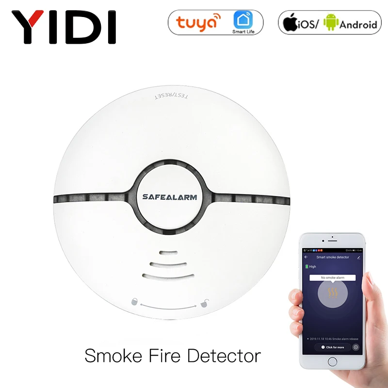 Wifi Smart Rook Fire Alarm Sensor Detector Home Security Systeem Batterij-Power Alarm Draadloze Smart Leven Tuya App Remote controle