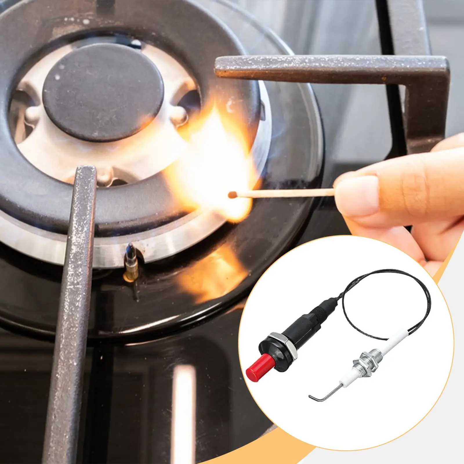 プッシュボタンピエゾキット 30cmロングワイヤー ユニバーサルネジ付き 家庭用ガスグリル暖炉ヒーターキャンプ用